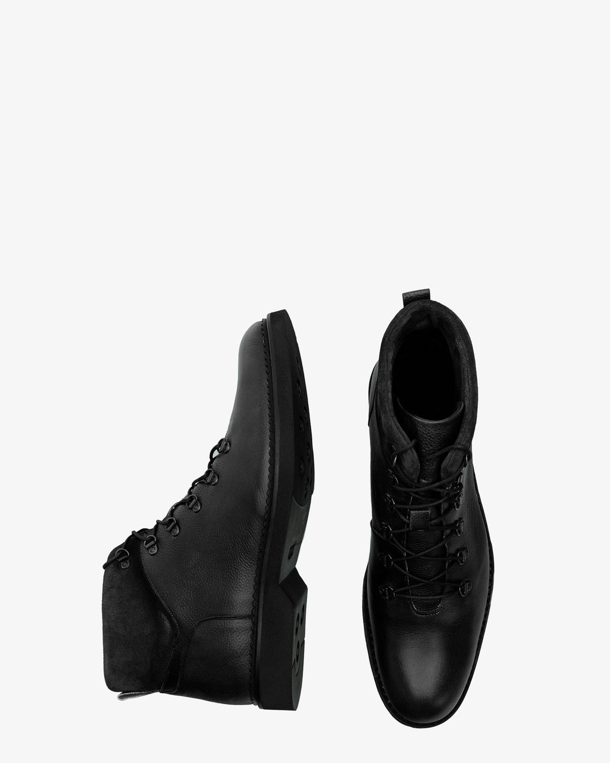 Black embossed leather ankle boot