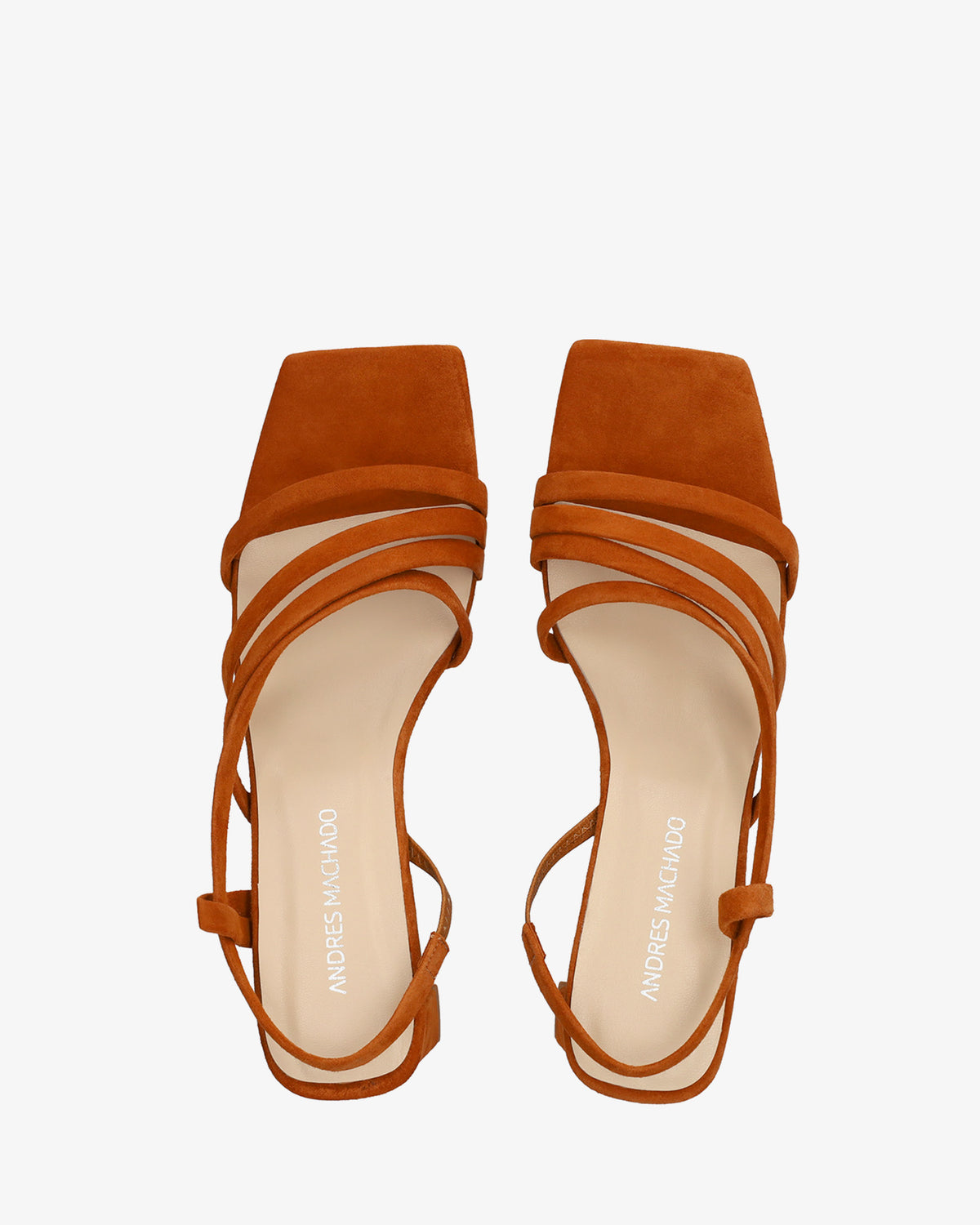 square-toe suede strappy sandals in a leather color