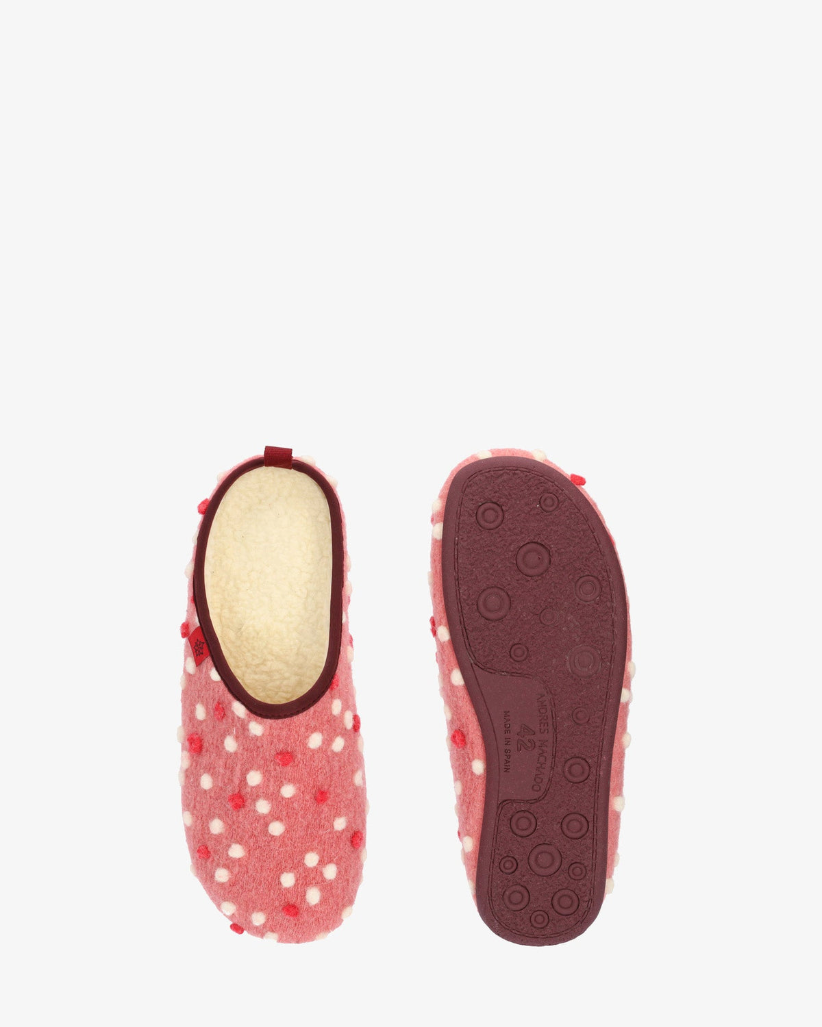 Slippers in Pink Wool with dots