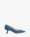 Zapato de tacón en ante azul marino