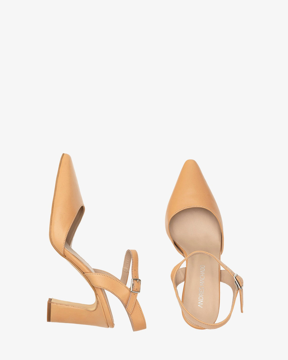 slingback heeled pump in nude leather