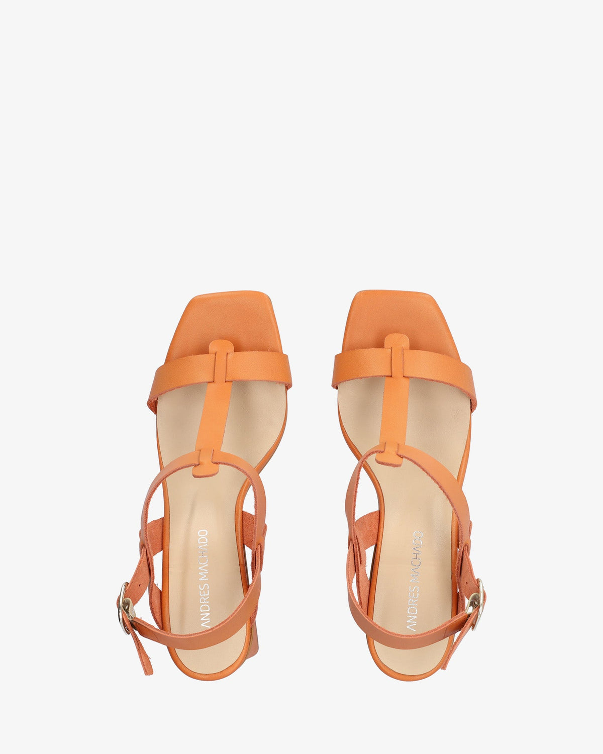 Orange leather heeled sandal