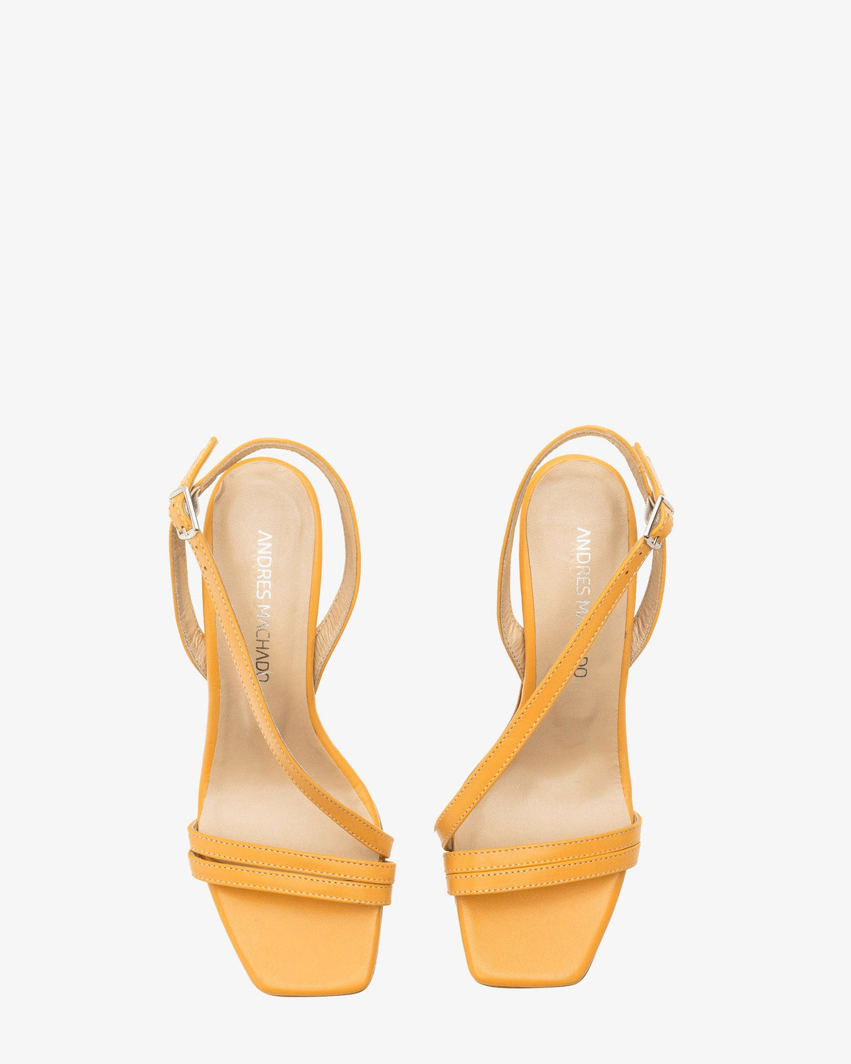 Sandalia tacón piel naranja