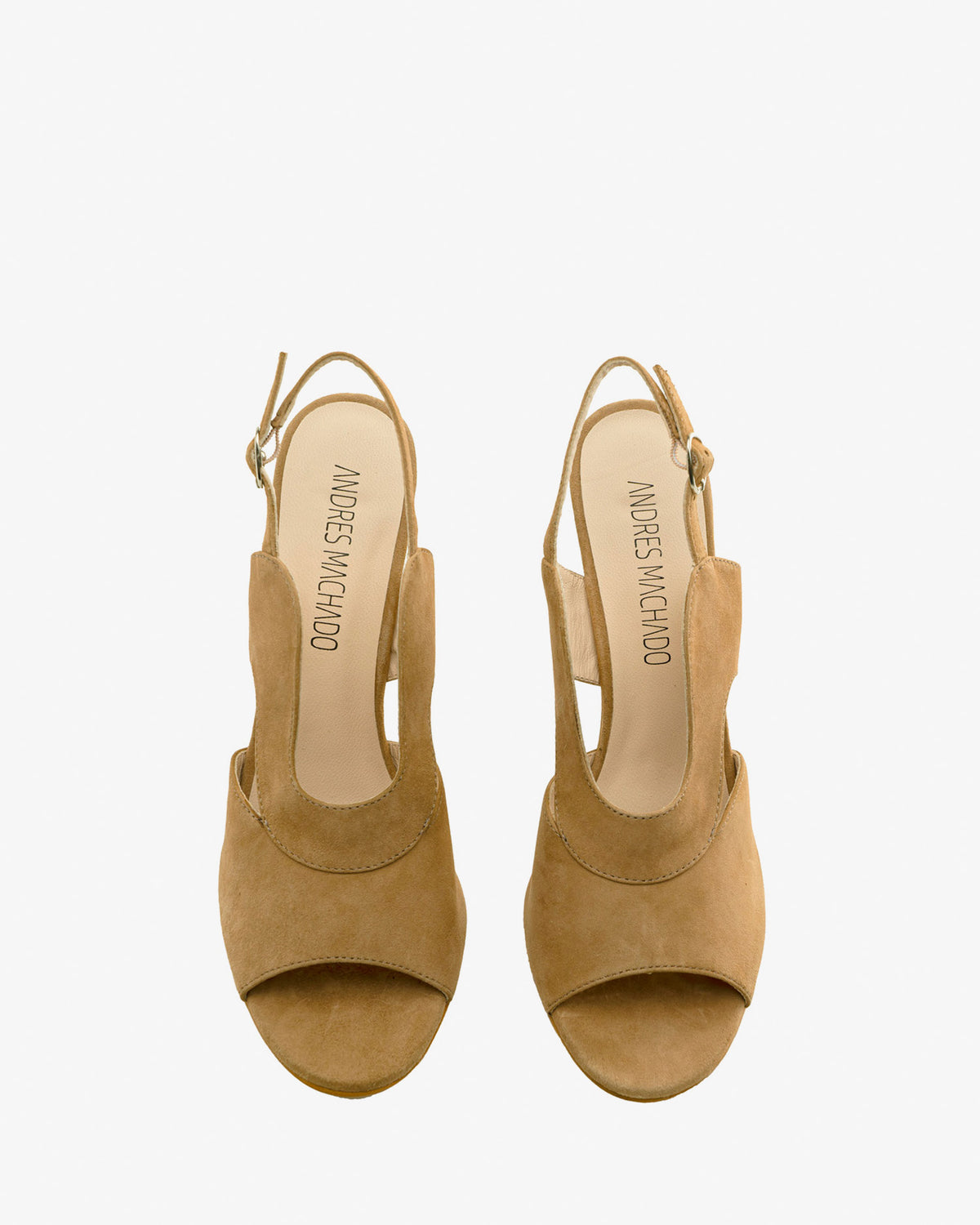 Slingback Sandals in Camel Suede Leather
