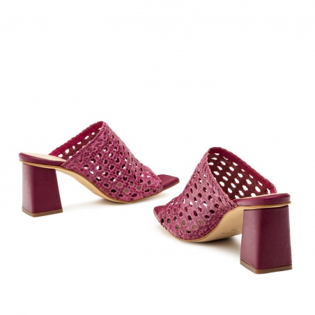 Braided Mules in Raspberry Leather