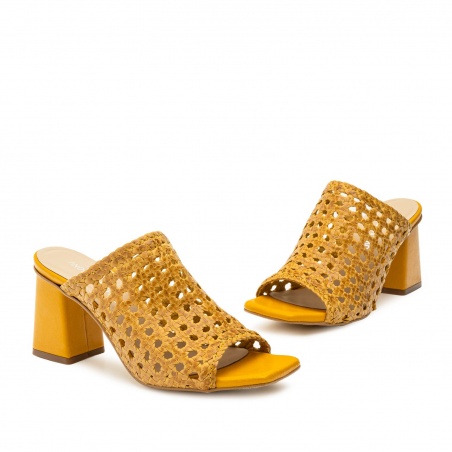 Braided Mules in Mustard Leather