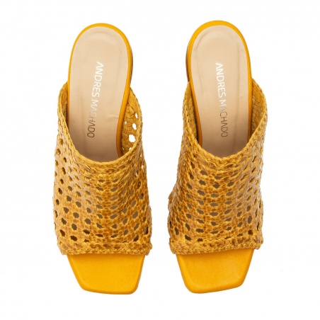 Braided Mules in Mustard Leather