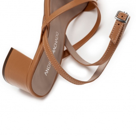 Square Toe Sandals in Brown Leather