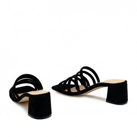 Strappy Mules in Black Leather