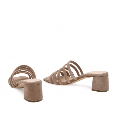 Strappy Mules in Nude Leather