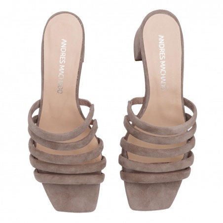 Strappy Mules in Nude Leather