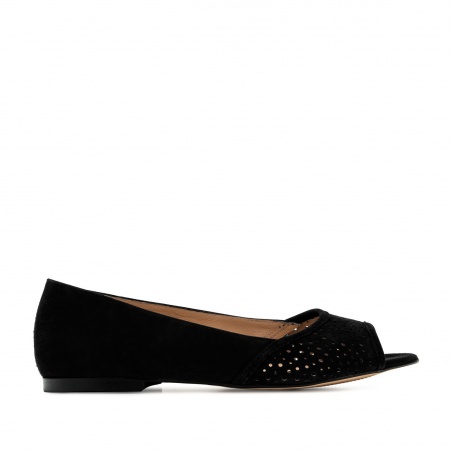 Bailarina peep toe ante negro