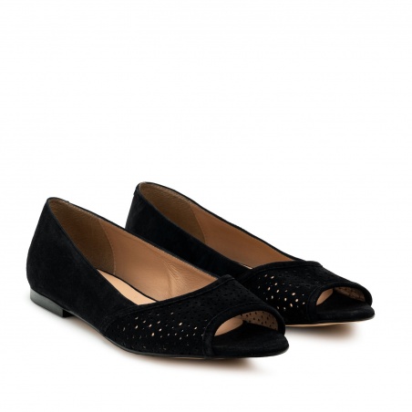 Bailarina peep toe ante negro