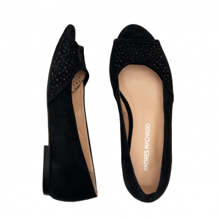 Bailarina peep toe ante negro