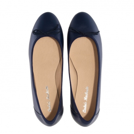 Ballet Flats in Navy Leather