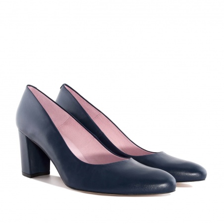 Court Shoes in Navy Leather