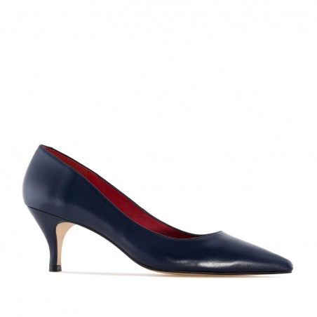 Mid-heel Stilettos in Navy Nappa Leather