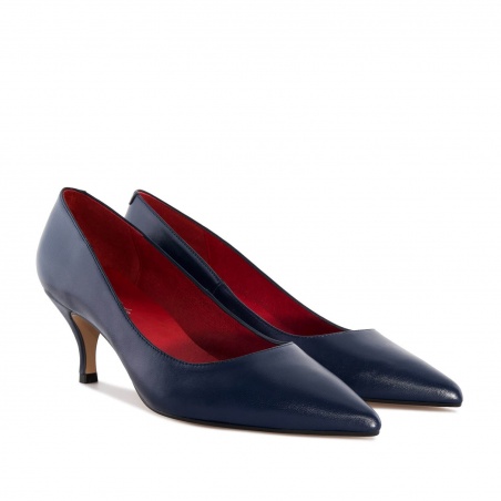 Mid-heel Stilettos in Navy Nappa Leather