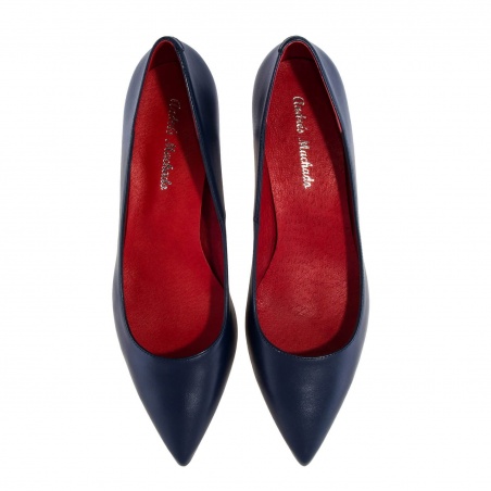 Mid-heel Stilettos in Navy Nappa Leather