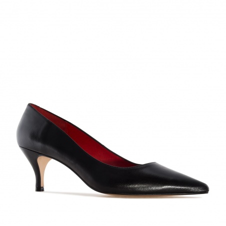 Mid-heel Stilettos in Black Nappa Leather