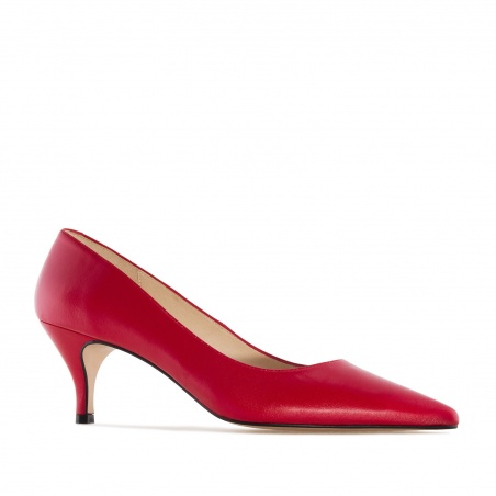 Mid-heel Stilettos in Red Nappa Leather