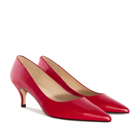 Mid-heel Stilettos in Red Nappa Leather