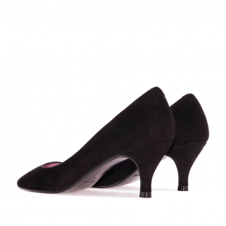 Mid-heel Stilettos in Black Suede Leather
