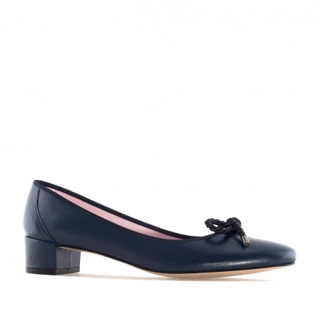 Reef Knot Navy Leather Ballet Flats