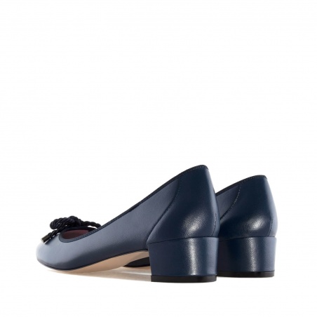 Reef Knot Navy Leather Ballet Flats