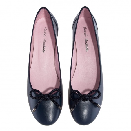 Reef Knot Navy Leather Ballet Flats