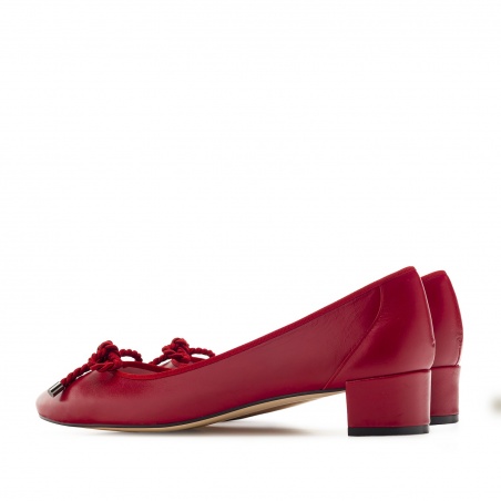 Reef Knot Red Leather Ballet Flats