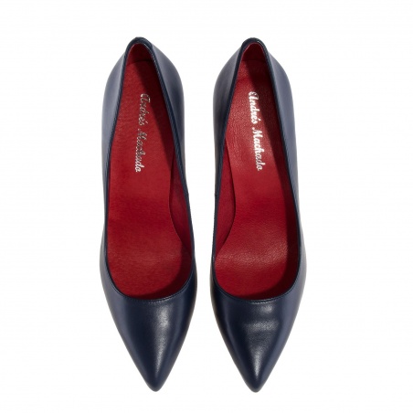 Heeled Shoes in Navy Nappa Leather