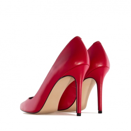 Heeled Shoes in Red Nappa Leather