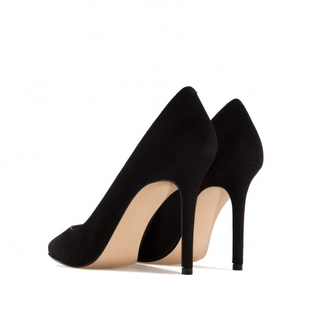 Heeled Shoes in Black Suede Leather