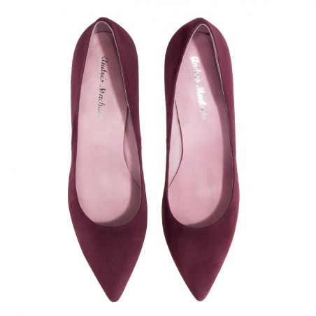 Heeled Shoes in Burgundy Suede Leather