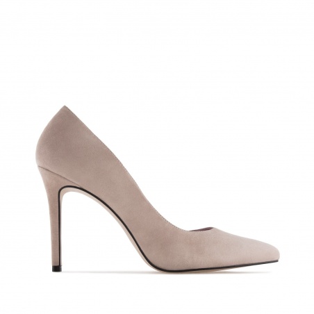 Heeled Shoes in Taupe Suede Leather