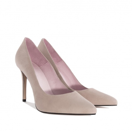 Heeled Shoes in Taupe Suede Leather