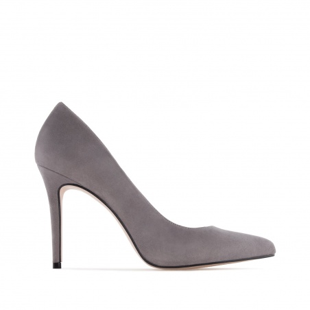 Heeled Shoes in Grey Suede Leather