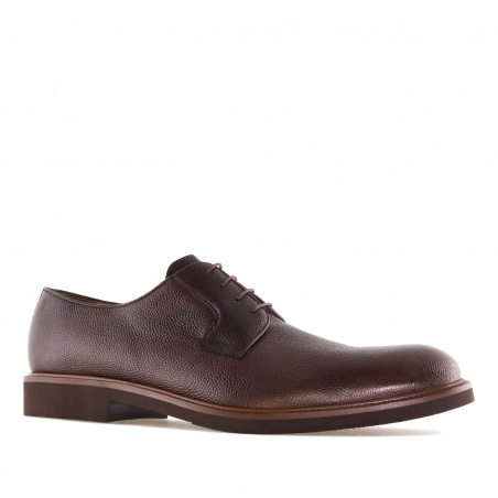 Men's Brown Grained Leather Lace-Up Shoes