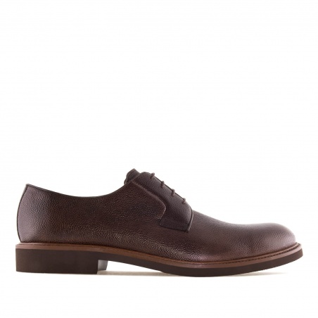 Men's Brown Grained Leather Lace-Up Shoes