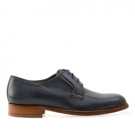 Men's Lace-Up Shoes in Blue Leather