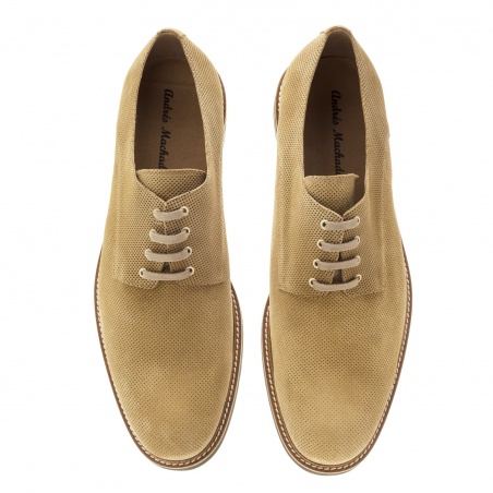 Lace-Up Shoes in Camel Split Leather