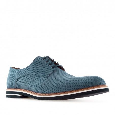 Lace-up Shoes in Blue Split Leather