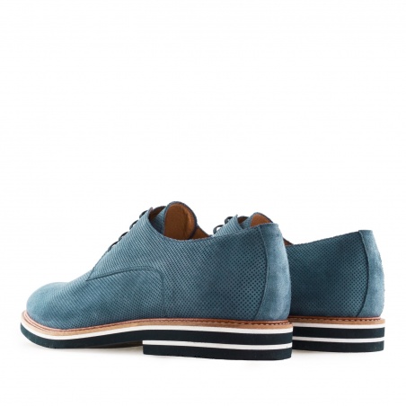Lace-up Shoes in Blue Split Leather