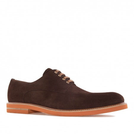 Lace-up Shoes in Brown Split Leather
