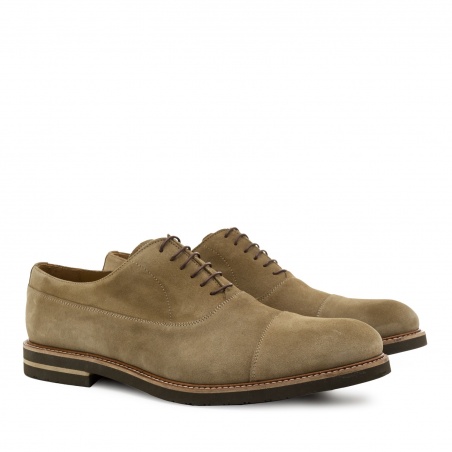 Oxford Shoes in Beige Split Leather