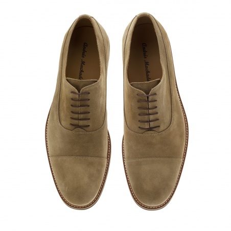 Oxford Shoes in Beige Split Leather