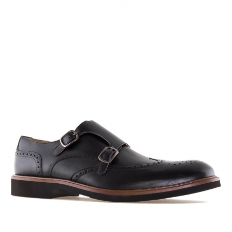 Monk Shoes in Black Leather