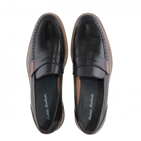 Men`s Moccasins in Black Leather