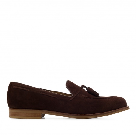 Men's Tassle Moccasins in Brown Split Leather